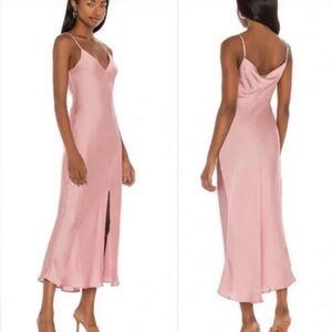 Free People Intimately Smoke & Mirrors Drape Maxi Mauve Satin Slip Dress | M
